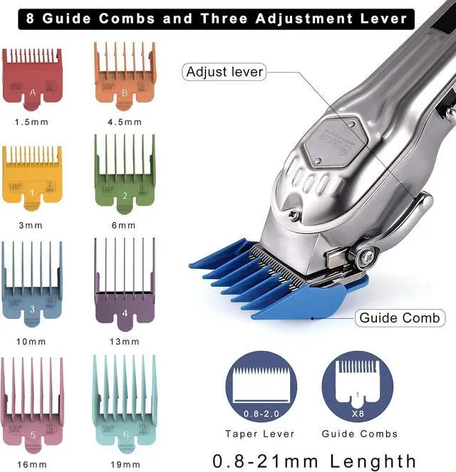 Alt view image 3 of 7 - Mens Hair Clippers Cord Cordless Hair Trimmer Professional Haircut Kit for Men Rechargeable LED Display