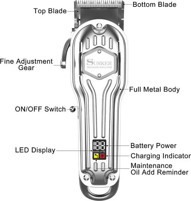 Alt view image 5 of 7 - Mens Hair Clippers Cord Cordless Hair Trimmer Professional Haircut Kit for Men Rechargeable LED Display