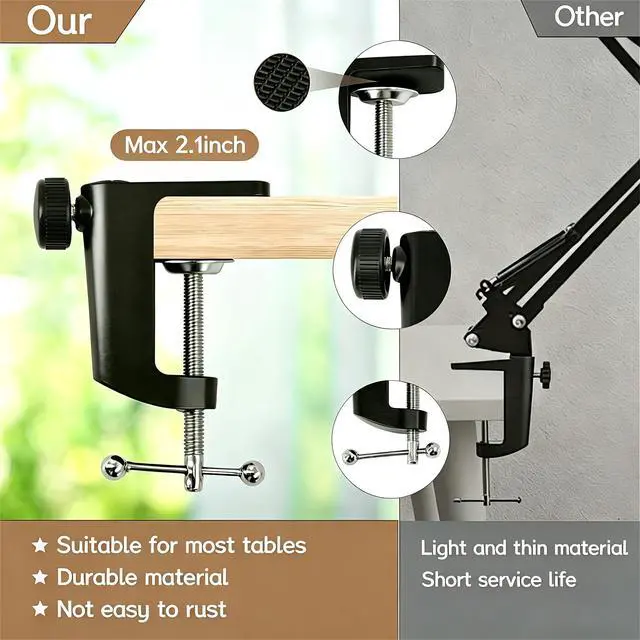 Alt view image 3 of 7 - 10X Magnifying Glass with Light and Clamp, Magnifier with Light Hands Free3 Color Modes Stepless Dimmable, 72 LEDs Real Glass Lens Magnifying Lamp for Close Work, Repair, Reading, Craft