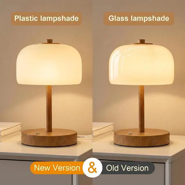 Alt view image 7 of 7 - 9.5" Corded Touch Control Table Lamp with USB A+C Charging Ports, Wood Grain Dimmable LED Bedside Lamp with 3 Color Temperatures, Small Modern Table Lamps for Bedroom Nightstand Living Room