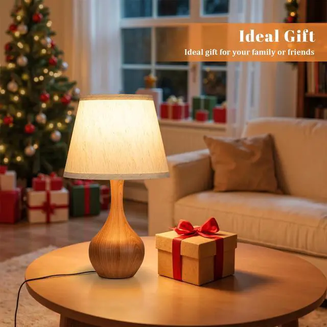 Alt view image 4 of 7 - Touch Table Lamp for Bedroom, 3-Way Dimmable Small Bedside Lamps for Night Stands with Wires, Wood-Paint Desk Lamp for Kids Room, Office, Living Room, End Table(LED Bulb Included)