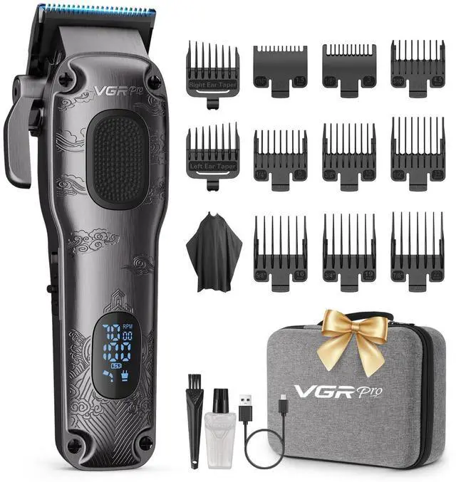 Main image of Hair Clippers for Men Professional, Cordless & Corded Barber Clippers for Hair Cutting with Package Case, Electric Grooming Kit for Home & Barber Use, LED Battery Display (Gray)