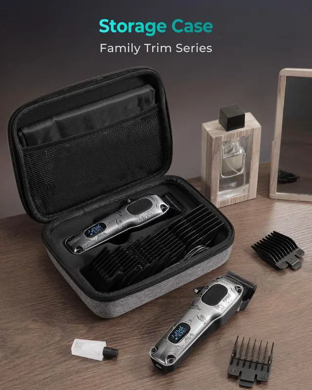 Alt view image 4 of 6 - Hair Clippers for Men Professional, Cordless & Corded Barber Clippers for Hair Cutting with Package Case, Electric Grooming Kit for Home & Barber Use, LED Battery Display (Gray)