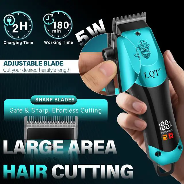 Alt view image 3 of 6 - Hair Clippers for Men Professional, Beard Trimmer Kits & Sets, Electric Shavers, Hair Clippers & Trimmer Ceramic T-Blade, for Barber, Gifts for Men (Blue)