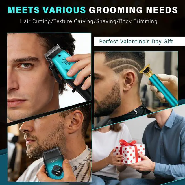 Alt view image 6 of 6 - Hair Clippers for Men Professional, Beard Trimmer Kits & Sets, Electric Shavers, Hair Clippers & Trimmer Ceramic T-Blade, for Barber, Gifts for Men (Blue)