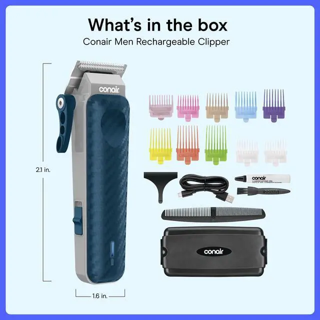 Alt view image 7 of 7 - Rechargeable Hair Clippers Kit, Color-Coded Guide Combs, 17 Pieces