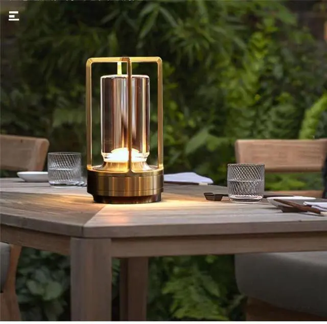 Main image of Rechargeable Cordless Small Metal Table Lamp, Stepless Dimming, 3-Color