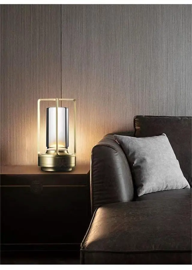 Alt view image 2 of 7 - Rechargeable Cordless Small Metal Table Lamp, Stepless Dimming, 3-Color