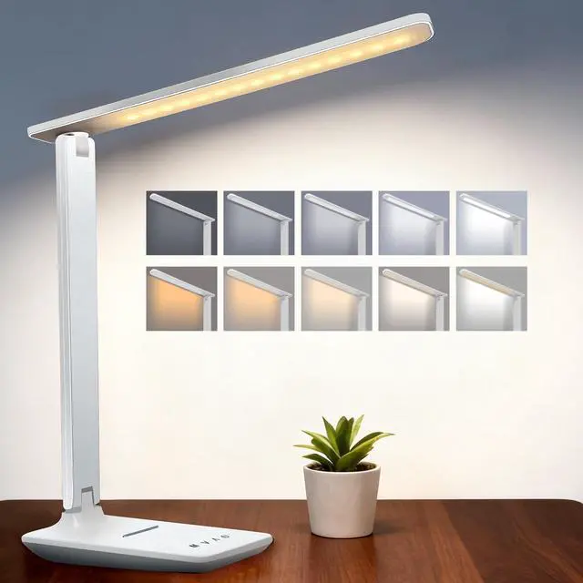 Main image of LED Portable Bright Rechargeable Desk Lamp, 4000mah Dimmable Touch Battery Operated Eye-friendly Desk Light With Charger, Adjustable Modern Cordless Table Lamps For Office Home Nail Craft Puzzle White