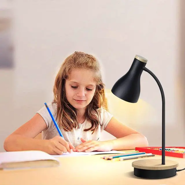 Alt view image 3 of 7 - Metal Desk Lamp Wireless Charging Table Lamp Touch Reading Lights Arc Desk Lamps for Bedroom, 3 Way Dimmable Bedside Lamp with USB Charging Ports Lamp for Study Room and Office (Black)