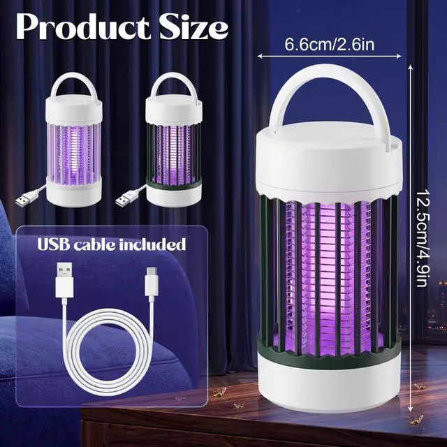 Alt view image 2 of 7 - 4 Pcs Bug Zapper Indoor USB Powered Mosquito Killer Lamp with 365nm UV Light, Portable Fruit Fly Gnat Trap for Home Bedroom Kitchen Office Gnats Moths