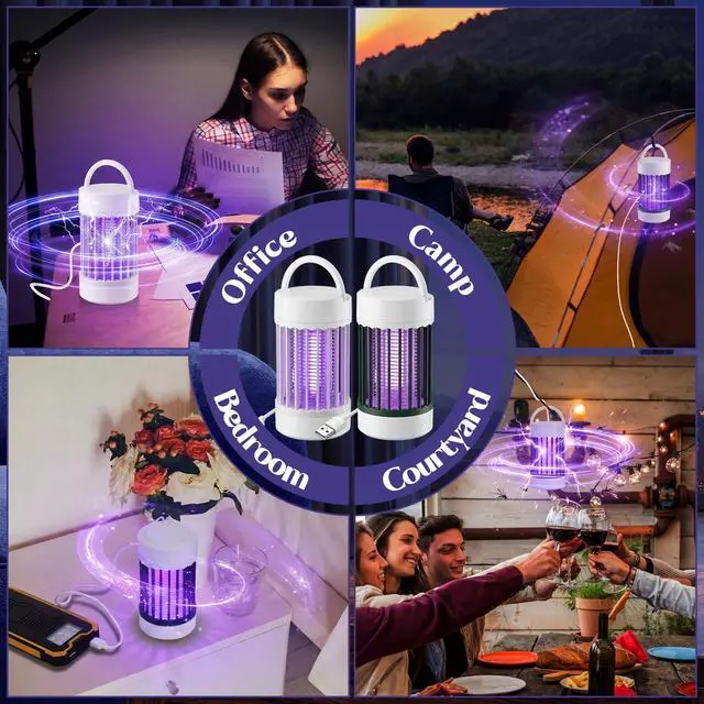 Alt view image 7 of 7 - 4 Pcs Bug Zapper Indoor USB Powered Mosquito Killer Lamp with 365nm UV Light, Portable Fruit Fly Gnat Trap for Home Bedroom Kitchen Office Gnats Moths