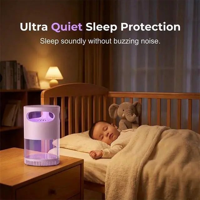 Alt view image 2 of 7 - UV Lamp, Quiet 360° Omnidirectional Trap, USB Powered, Safe for Kids and Pets, Electric llent Light for Home Camping Patio (White)
