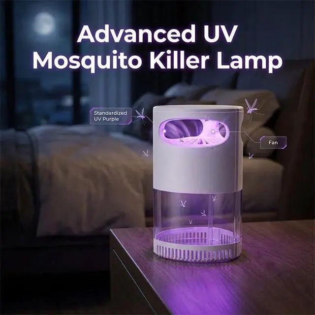 Alt view image 3 of 4 - UV Lamp, Quiet 360° Omnidirectional Trap, USB Powered, Safe for Kids and Pets, Electric llent Light for Home Camping Patio (White)