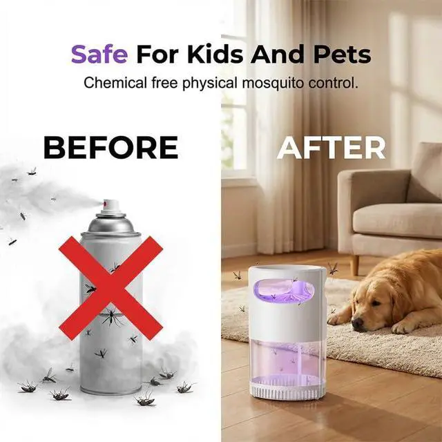 Alt view image 4 of 4 - UV Lamp, Quiet 360° Omnidirectional Trap, USB Powered, Safe for Kids and Pets, Electric llent Light for Home Camping Patio (White)