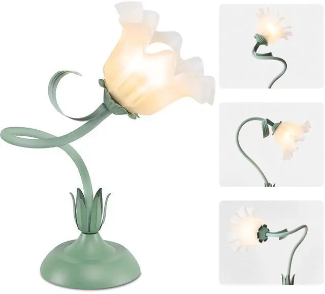 Main image of Cute Flower Desk Lamp, 3 Color Temperature Table Lamp with LED Bulb, Vintage Bedside Lamps, Reading Lamps with Soft Light for Bedroom, Living Room