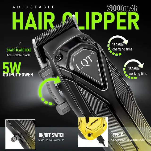 Alt view image 2 of 6 - Professional Hair Clippers for Men, Cordless Beard Trimmer Set, Barber-Grade Tool with USB Charging, Lightweight & Low Noise for Home Use
