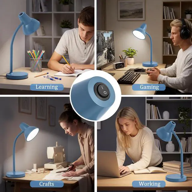 Alt view image 5 of 7 - LED Desk Lamp with Flexible Gooseneck, Eye-Caring 4.5W Energy-Saving Study Lamps, Anti-tip Heavy Duty Bedside Reading Light, Desk Lamps for College Dorm Room, Home Office, Modern Lamp with 1.6m Cord