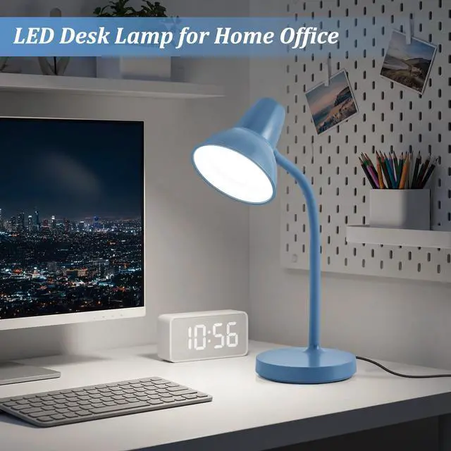 Alt view image 6 of 7 - LED Desk Lamp with Flexible Gooseneck, Eye-Caring 4.5W Energy-Saving Study Lamps, Anti-tip Heavy Duty Bedside Reading Light, Desk Lamps for College Dorm Room, Home Office, Modern Lamp with 1.6m Cord