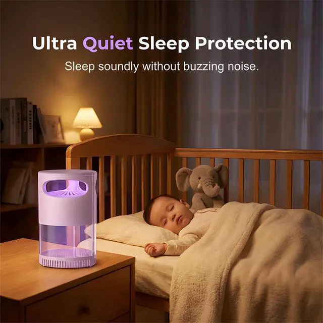 Alt view image 5 of 7 - UV Mosquito Killer Lamp Quiet, USB, Chemical-Free for Indoor & Outdoor Camping, Bedroom, Patio, Kitchen (White)