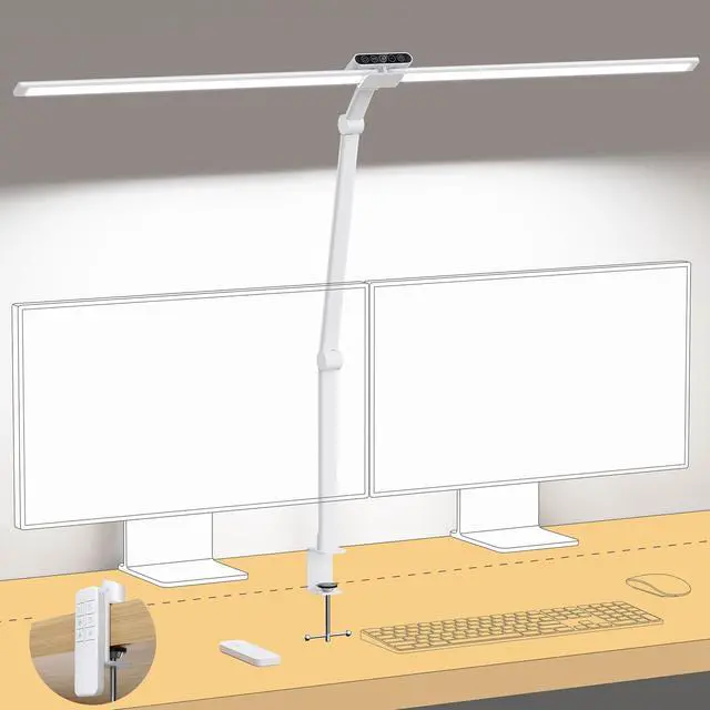 Main image of LED Desk Lamp with Clamp, 29.55'' Tall Desk Light with Remote, 1500LM Bright Table Lamp, Swing Arm Clip on Light, Eye-Caring, Touch Control Dimmable for Home Office Monitor Reading Study Task