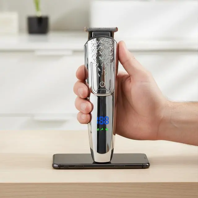 Alt view image 3 of 5 - Hair Clippers for Men Cordless Beard Trimmer Electric Shaver Grooming Kit with LCD Display, 5 Replaceable Heads, 4 Guide Combs, USB Rechargeable Haircutting Machine for Family Use