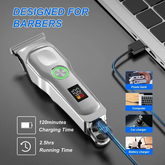 Alt view image 2 of 7 - Mini Cordless Hair Clippers for Men, Small Size Professional Clippers and Trimmers Set, Electric Hair Trimmer for Men with Led Display.