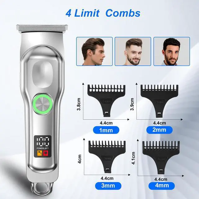 Alt view image 3 of 7 - Mini Cordless Hair Clippers for Men, Small Size Professional Clippers and Trimmers Set, Electric Hair Trimmer for Men with Led Display.