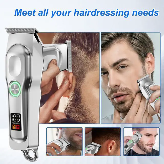 Alt view image 5 of 7 - Mini Cordless Hair Clippers for Men, Small Size Professional Clippers and Trimmers Set, Electric Hair Trimmer for Men with Led Display.