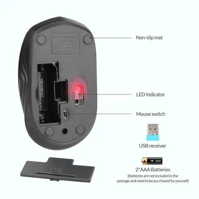 Alt view image 7 of 7 - Wireless Noiseless Mouse,2.4G Portable Computer Mice for PC, Laptop, Windows,Office Included Wireless USB dongle (Silent(Black)-New)
