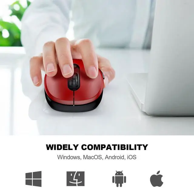 Alt view image 6 of 7 - 2.4G Wireless Mouse for Laptop, Ergonomic Computer Mouse with USB Receiver and Type-C Adapter, 6 Button Cordless Mouse Wireless Mice for Windows Mac PC Notebook (Red)