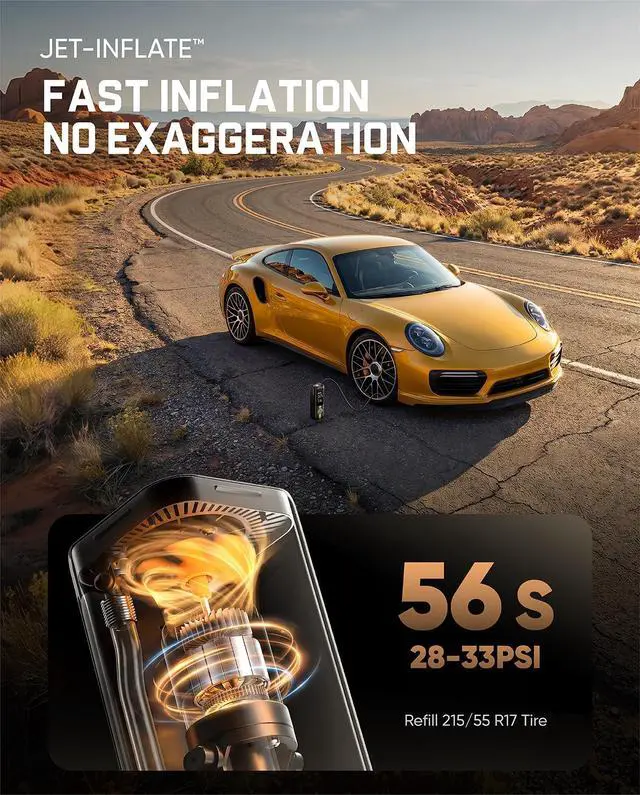Alt view image 2 of 7 - X8 APEX Tire Inflator Portable Air Compressor, 1 Min Fast Inflation