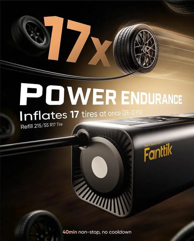 Alt view image 4 of 7 - X8 APEX Tire Inflator Portable Air Compressor, 1 Min Fast Inflation
