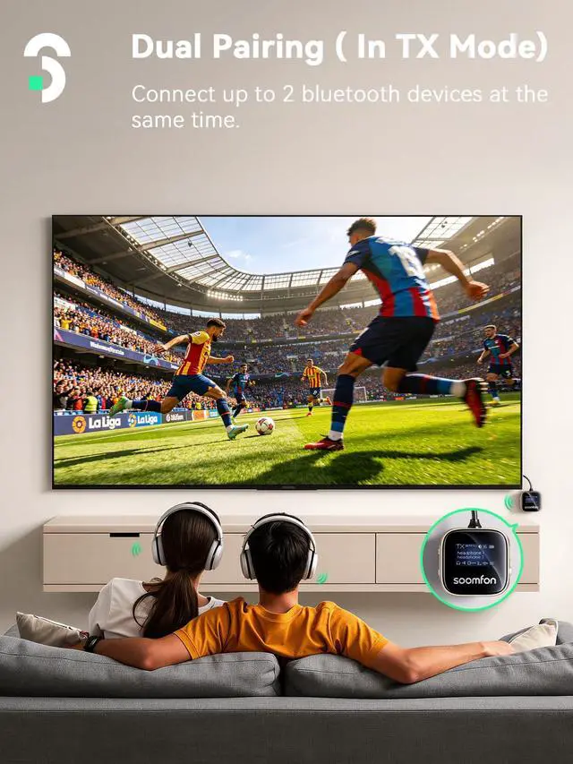 Alt view image 5 of 7 - aptX-LL Bluetooth 5.3 Transmitter Receiver for TV to 2 Headphones