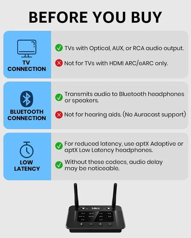 Alt view image 3 of 7 - B03 Bluetooth 5.3 Transmitter Receiver for TV Home Stereo