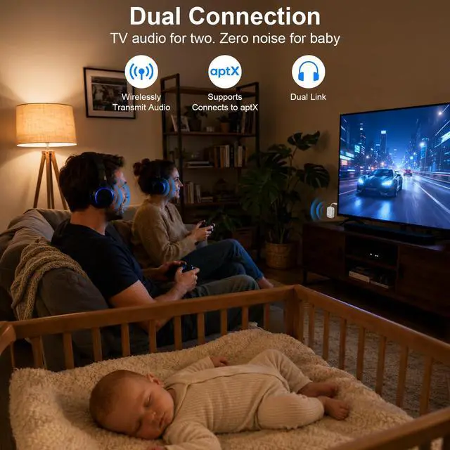 Alt view image 3 of 5 - Bluetooth Transmitter Receiver, Airplane Bluetooth Adapter for TV (White)
