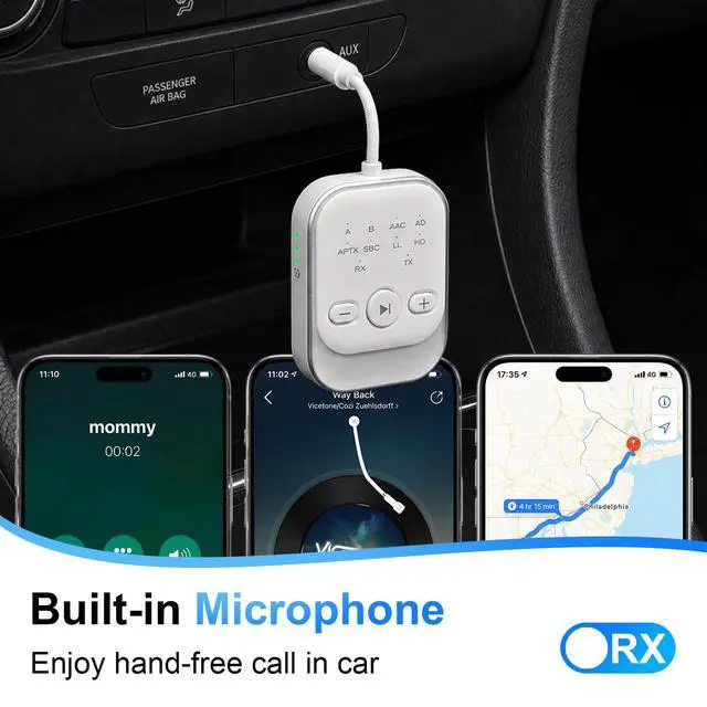 Alt view image 4 of 5 - Bluetooth Transmitter Receiver, Airplane Bluetooth Adapter for TV (White)