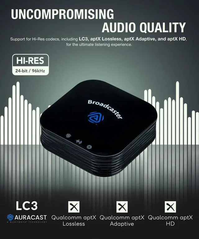 Alt view image 3 of 7 - BA210 v2 Auracast Bluetooth Transmitter, LC3, AptX Lossless, AptX HD, Optical & 3.5mm Inputs, Compatible with Galaxy Buds 2 Pro, Buds 3, JY300 JM320, Hearing Aids and Bluetooth Headphones