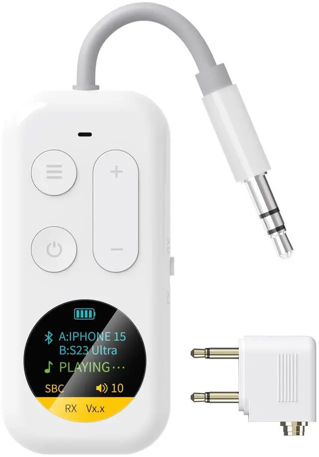 Main image of Airplane Bluetooth Adapter with LED Screen, 2-in-1 Bluetooth Transmitter Receiver for Flight & TV, Dual Headphones Audio Adapter, 20H+ Playtime, Travel Essentials