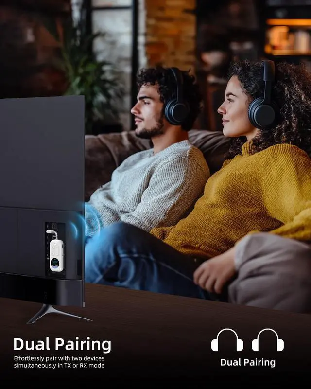 Alt view image 6 of 6 - Airplane Bluetooth Adapter with LED Screen, 2-in-1 Bluetooth Transmitter Receiver for Flight & TV, Dual Headphones Audio Adapter, 20H+ Playtime, Travel Essentials