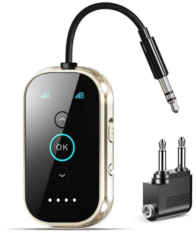 Main image of Ultra Bluetooth 5.4 Transmitter Receiver - CNC Aluminum & Ceramic Glass | Dual Link for 2 AirPods/Headphones | aptX Adaptive/HD Audio | Wireless Transmitter for Airplane/TV/Car/Gym