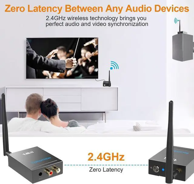 Alt view image 5 of 7 - 2.4Ghz Wireless Audio Transmitter Receiver Set (1 TX + 1 RX) for TV
