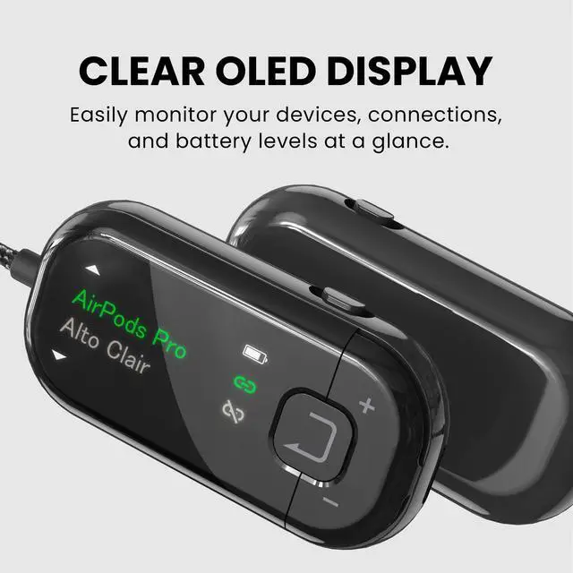 Alt view image 3 of 7 - Voyager Airplane Bluetooth Adapter with OLED Display