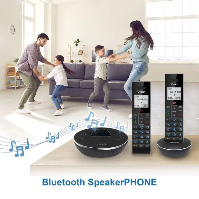 Alt view image 2 of 6 - LS6381-2 Bluetooth Speaker with Echo Cancellation, Noise Reduction, Music Streaming, PC/Landline/Cellular Calls, Paired with DECT6.0 Cordless Handset, Answering System, Smart Call Blocker,Black