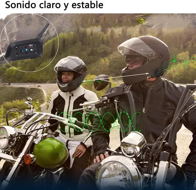 Alt view image 2 of 6 - V6 Pro Motorcycle Helmet Bluetooth Intercom Headset 1200M 2 People Full Duplex Wireless Motorbike Interphone Connect Up to 6 Riders for Motorcycling Skiing and Climbing (2 Pack)