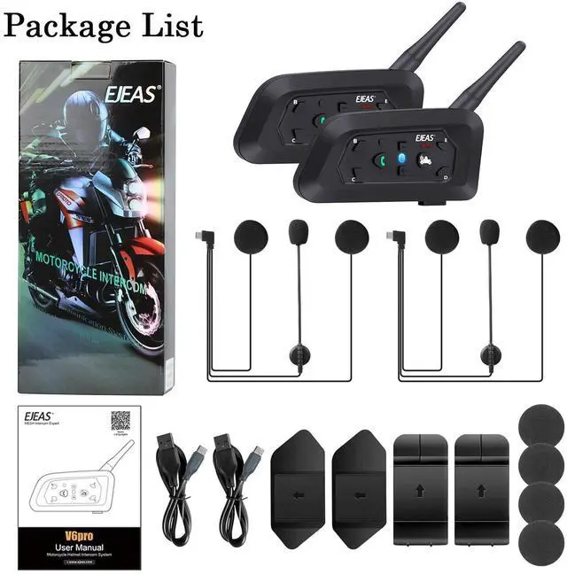 Alt view image 5 of 6 - V6 Pro Motorcycle Helmet Bluetooth Intercom Headset 1200M 2 People Full Duplex Wireless Motorbike Interphone Connect Up to 6 Riders for Motorcycling Skiing and Climbing (2 Pack)