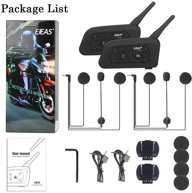 Alt view image 6 of 6 - V6 Pro Motorcycle Helmet Bluetooth Intercom Headset 1200M 2 People Full Duplex Wireless Motorbike Interphone Connect Up to 6 Riders for Motorcycling Skiing and Climbing (2 Pack)