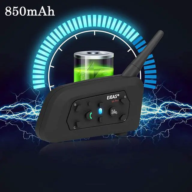 Alt view image 4 of 6 - V6 Pro Motorcycle Helmet Bluetooth Intercom Headset 1200M 2 People Full Duplex Wireless Motorbike Interphone Connect Up to 6 Riders for Motorcycling Skiing and Climbing (2 Pack)