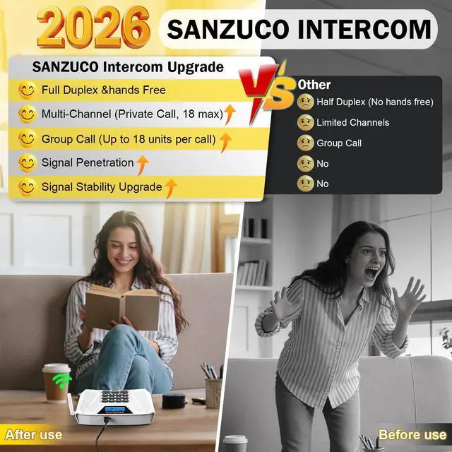 Alt view image 2 of 2 - 60L Wireless Intercom System Full Duplex Hands-Free Intercoms 2Pack