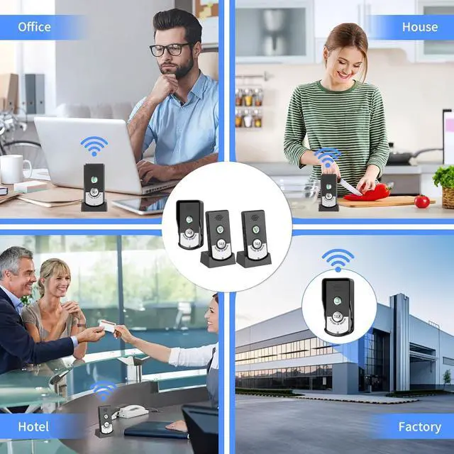 Alt view image 2 of 7 - 2 Way Wireless Doorbell Intercom Indoor Outdoor, 3280ft Long Range Door Intercoms System for Home with Waterproof Cover Rechargeable Battery 38 Ringtones 3 Adjustable Volume 3 Pack